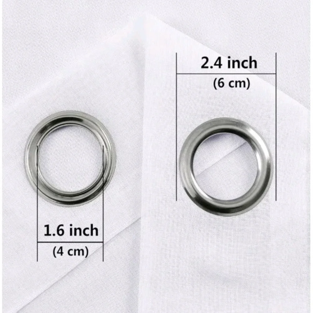 Semi Sheer Curtain Drapes, Set of 2 Panels, 55x90 Inch, With Chrome Grommets - Picture 4 of 4